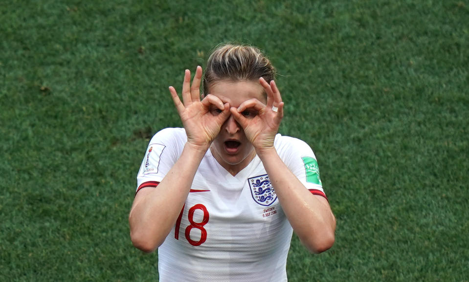 England's Ellen White celebrates a goal that is disallowed during the FIFA Women's World Cup Third Place Play-Off at the Stade de Nice, Nice. (Photo by John Walton/PA Images via Getty Images)