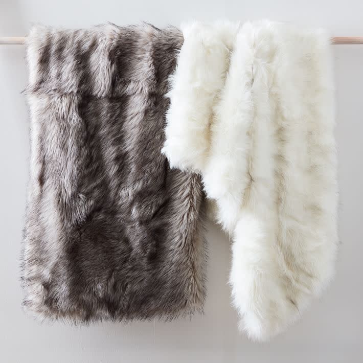 6) Faux Fur Brushed Tips Throw