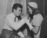 <p>Tony Curtis and Janet Leigh sip from coups of celebratory champagne after their 1951 ceremony. The Hollywood stars were married in an intimate service in Greenwich, Connecticut. </p>