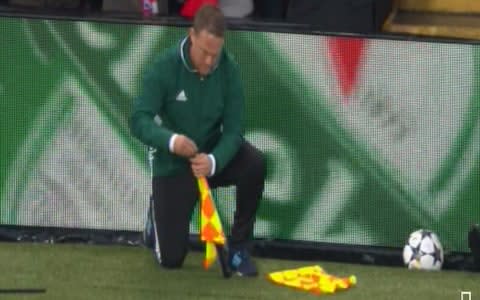 Running repairs required for the flag - Credit: BT SPORT