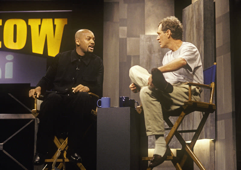 Will Smith talks with Dave on "The Late Show with David Letterman," November 22, 1996 on the CBS Television Network. This interview was taped in Miami as part of the "Late Show Road Trip". Photo: Alan Singer/CBS ©1996 CBS Broadcasting Inc. 