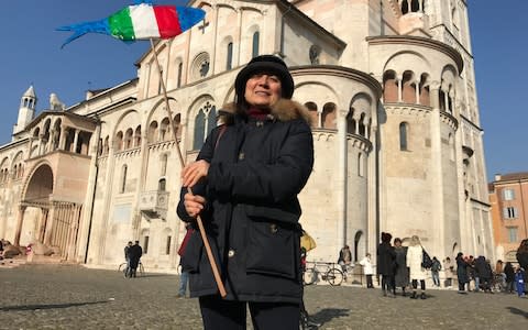 Some protesters from the anti-Salvini 'Sardines' movement gathered in Modena for Mr Salvini's speech