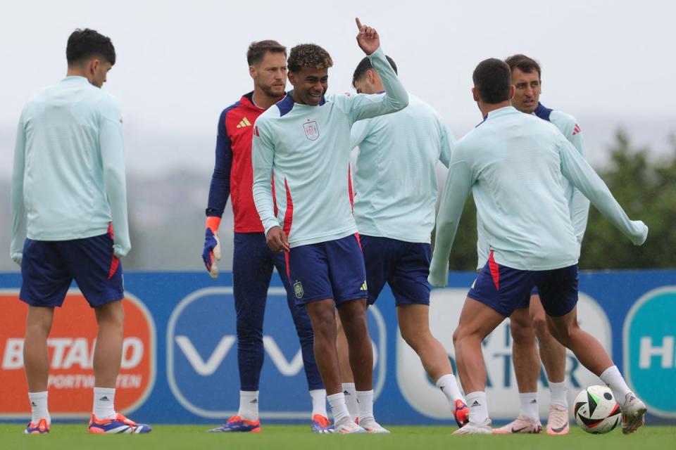 Spain’s forward Lamine Yamal trains in Donaueschingen (Getty)