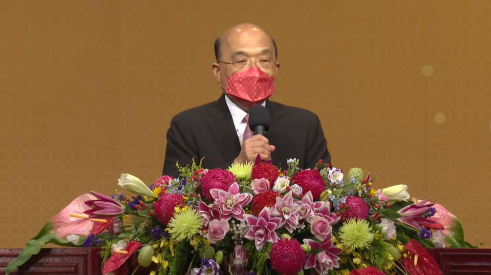 行政院長蘇貞昌今日上午出席「財政部稅務節慶祝暨表揚大會」。   圖：翻拍自行政院直播