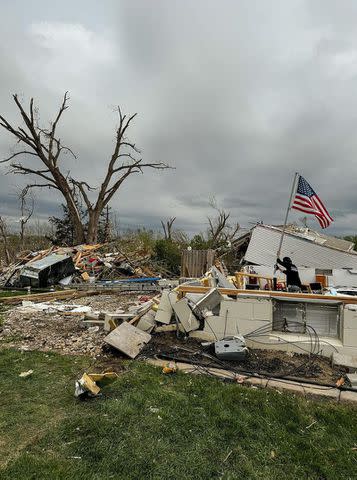 <p>Zach Bryan/Instagram</p> Damage caused by a tornado that ripped through Elkhorn, Neb.