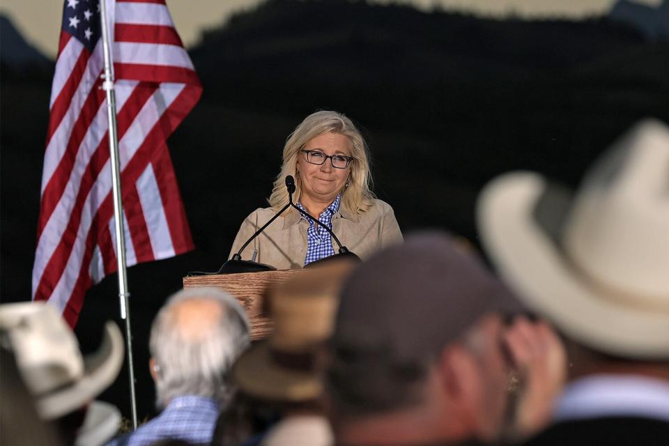 U.S. Rep. Liz Cheney (R-WY) gives a concession speech to supporters during a primary night event on August 16, 2022 in Jackson, Wyoming. Rep. Cheney was defeated in her primary race by Wyoming Republican congressional candidate Harriet Hageman.