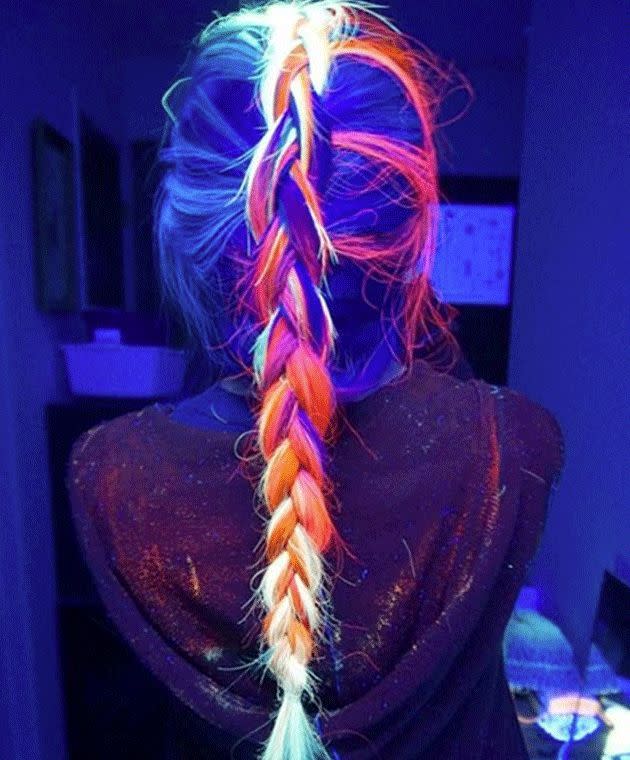 The glow in the dark dye comes in a range of radiating colours. Photo: Instagram