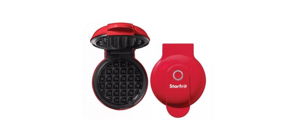 Starfrit 4-In. Electric Mini Waffle Maker on white background