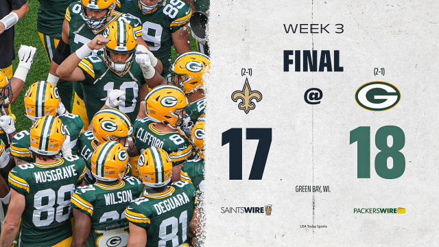 Instant analysis and recap of Packers' 18-17 win over Saints in Week 3