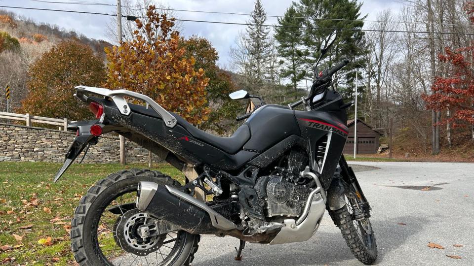 a motorcycle parked on a street