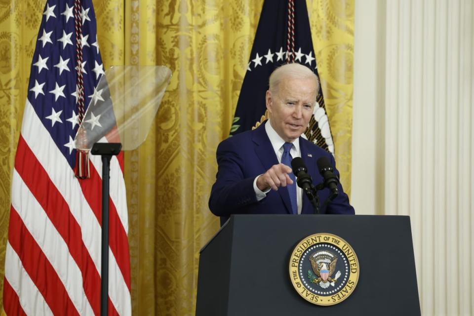 WASHINGTON, DC – MARCH 23: U.S. President Joe Biden speaks at an event marking the 13th anniversary of the Affordable Care Act in the East Room of the White House on March 23, 023 in Washington, DC. During President Biden’s remarks he spoke on the history of the legislation, also termed “Obamacare,” and how his administration plans to continue promoting affordable healthcare for people in the United States. (Photo by Anna Moneymaker/Getty Images)