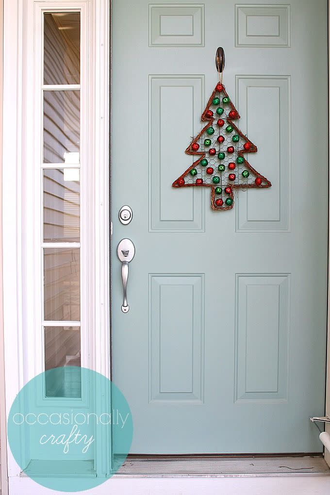 DIY Jingle Bell Tree Door Hanger