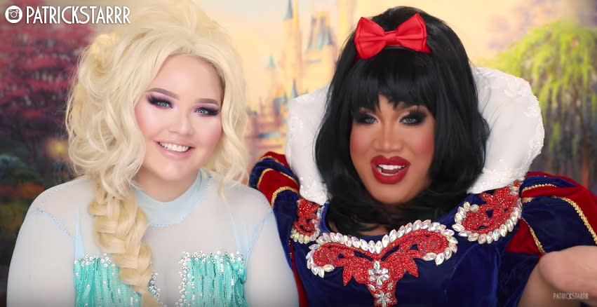 NikkieTutorials and Patrick Starrr as Disney princesses. (Photo: Youtube)