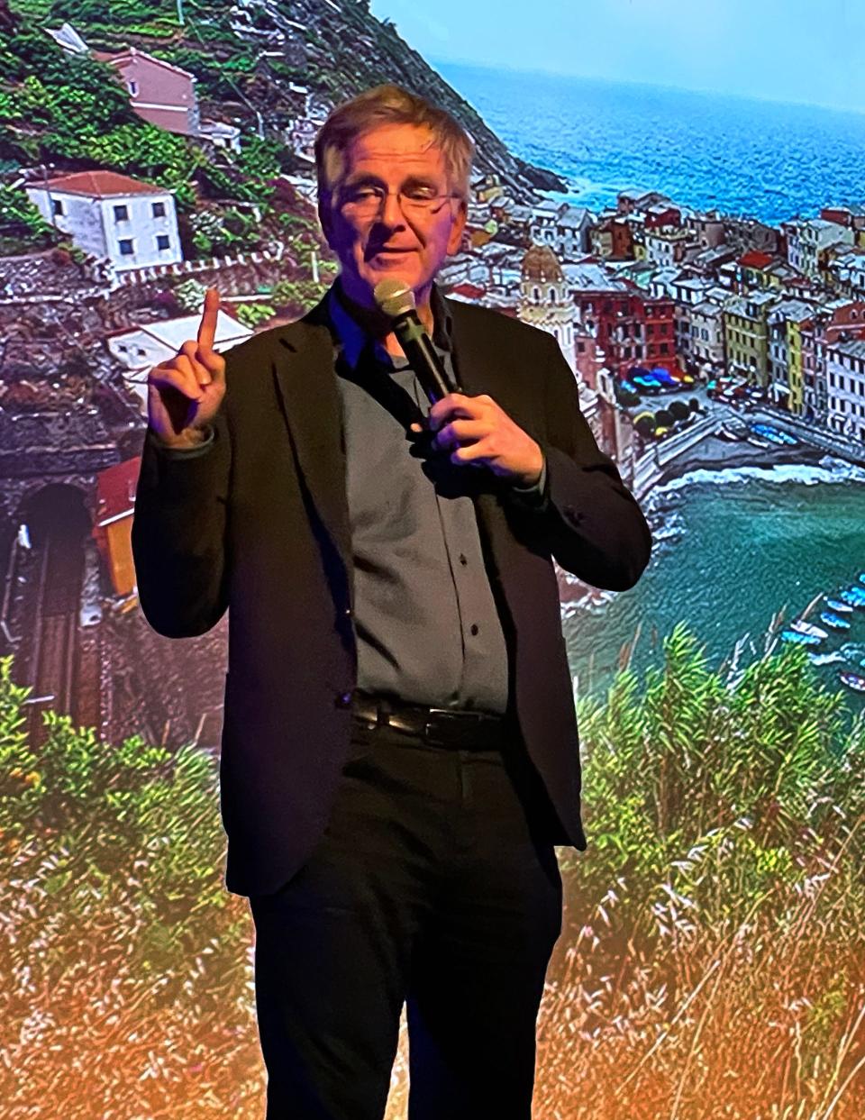 Travel personality Rick Steves describes to an Abilene audience his 40-plus years of bringing to light out-of-the-way places across Europe.