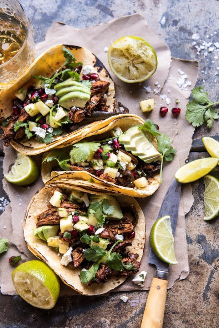 <strong>Get the <a href="https://www.halfbakedharvest.com/instant-pot-spicy-pineapple-chicken-tacos/" target="_blank">Instant Pot Spicy Pineapple Chicken Tacos recipe</a> from Half Baked Harvest</strong>