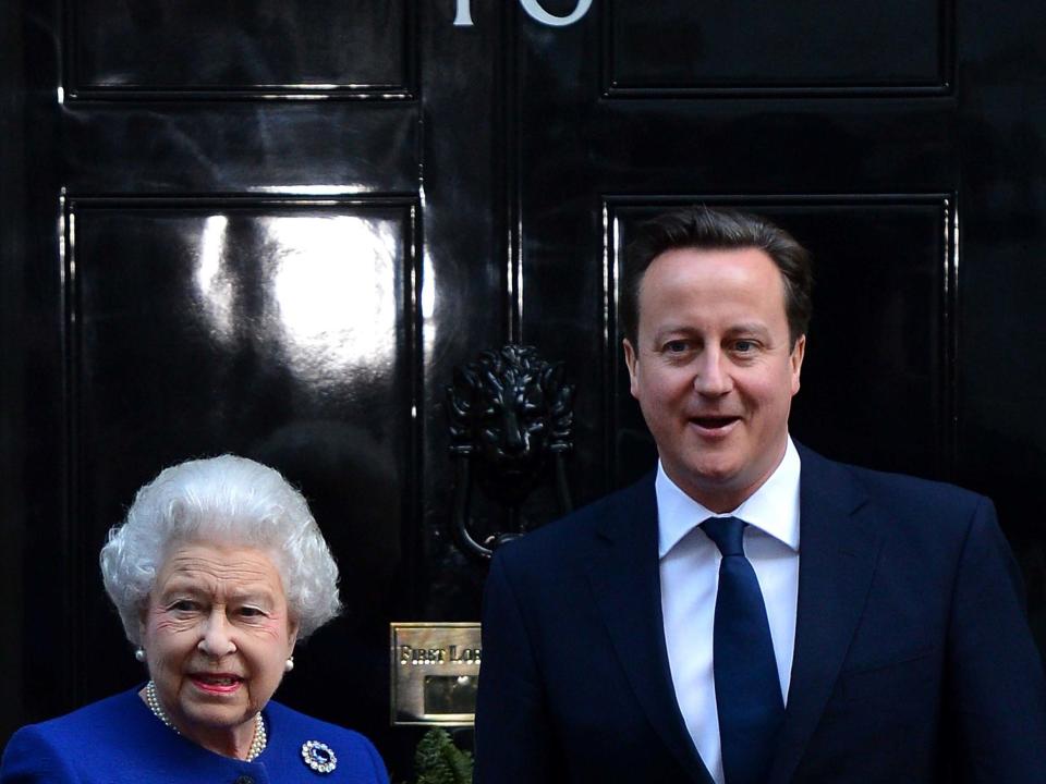 Former prime minister David Cameron greets the Queen outside Number 10 Downing Street, 18 December, 2012: AFP/Getty Images