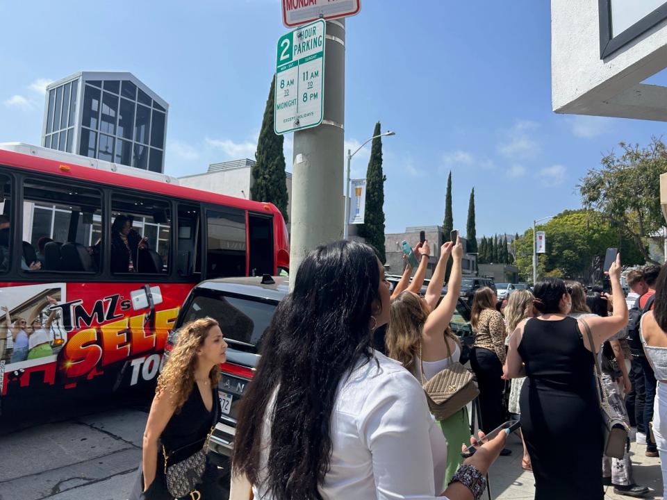 The TMZ bus at Something About Her