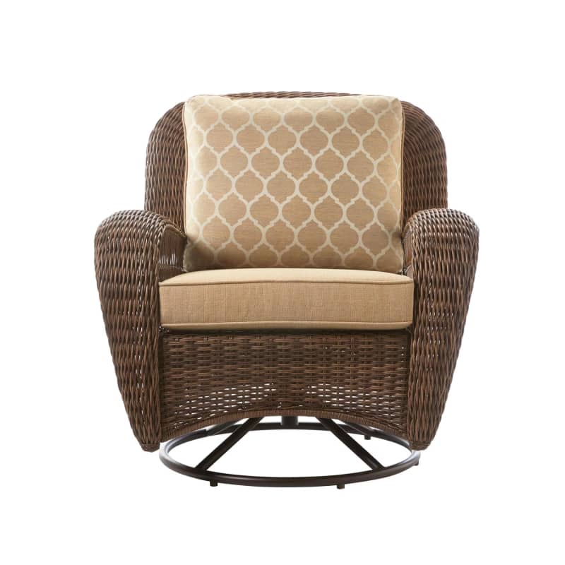 Hampton Bay Beacon Park Brown Wicker Outdoor Patio Swivel Lounge Chair