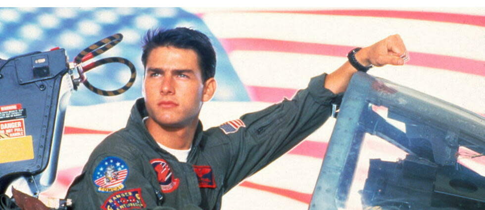 Tom Cruise sur le tournage du premier « Top Gun ». Il présente au festival de Cannes « Top Gun Maverick » hors compétition.
