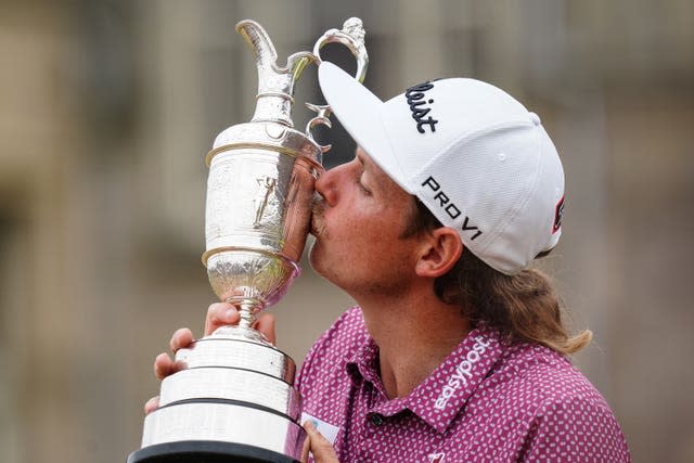 Cameron Smith kisses the Claret Jug in July after winning the 150th Open Championship at St Andrews. The Australian produced a stunning final round to inflict more major misery on a shell-shocked Rory McIlroy. Northern Irishman McIlroy held a two-shot lead midway through the final round and carded a bogey-free closing 70, but that was not enough to end his eight-year drought in the sport's biggest tournaments. Smith finished 20 under par, beating the previous best of 19 under on the Old Course set by Tiger Woods in 2000