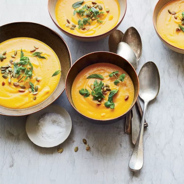 a group of bowls with food in them