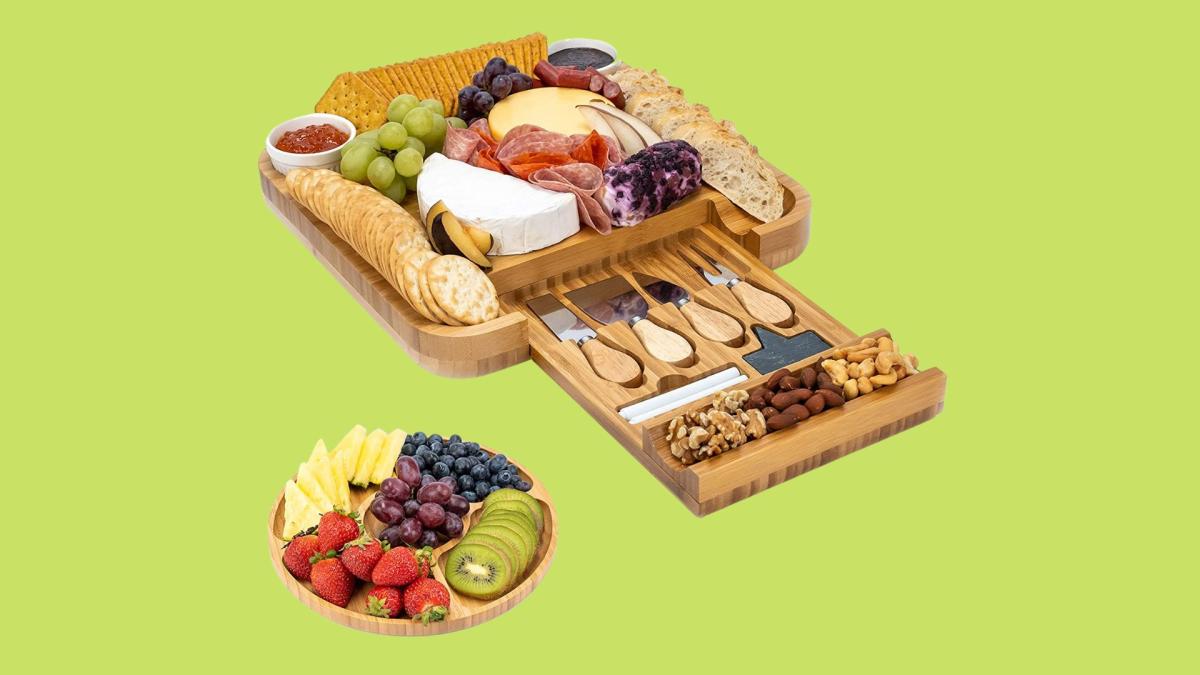 SMIRLY Large Charcuterie Board Set & Accessories, Bamboo Cheese