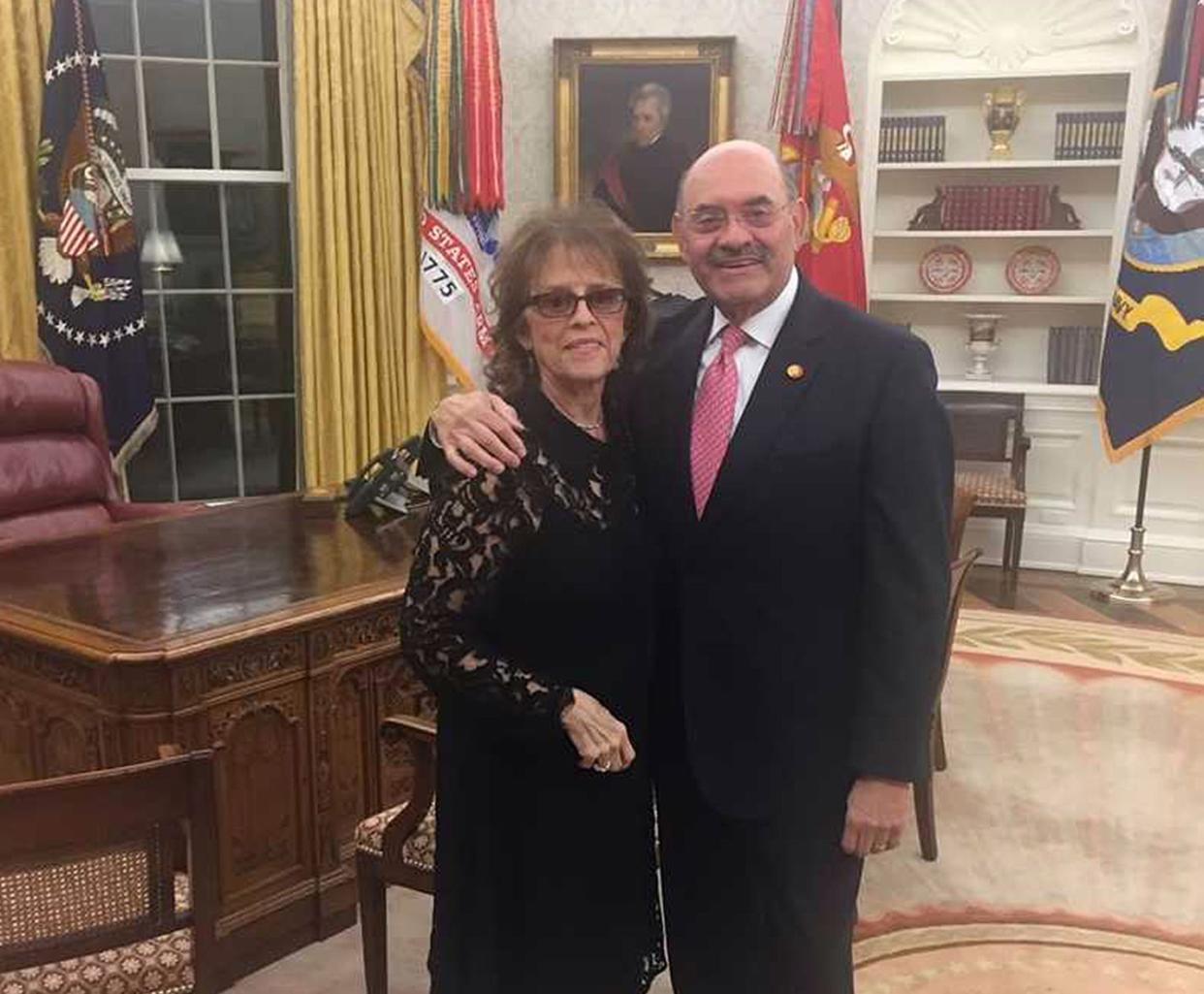 Hilary and Allen Weisselberg are pictured in the Oval Office of the White House in an undated photo. 