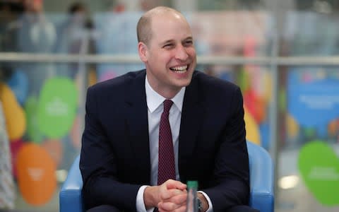 Prince William revels in his new, lighter head - Credit: AP