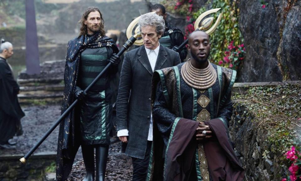 Jeremiah alongside Peter Capaldi in Doctor Who, 2017.