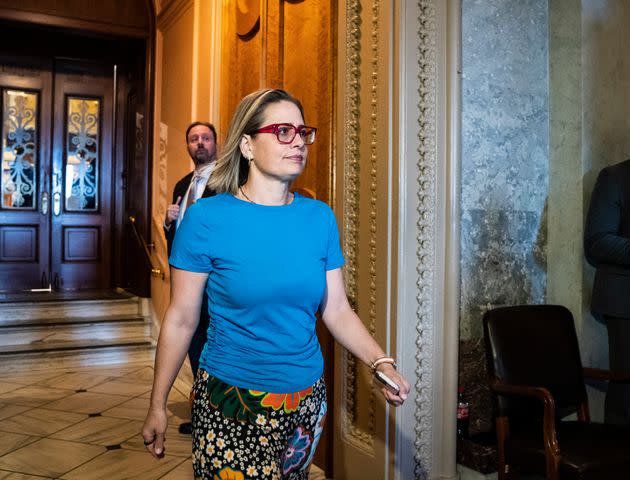 Sen. Kyrsten Sinema (D-Ariz.) departs after a vote on Capitol Hill on May 19. (Photo: Jabin Botsford/The Washington Post via Getty Images)
