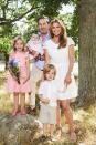 <p>Princess Madeleine with her husband Christopher O'Neill and their children Princess Leonore, Prince Nicolas, and Princess Adrienne during last summer's photoshoot.</p>