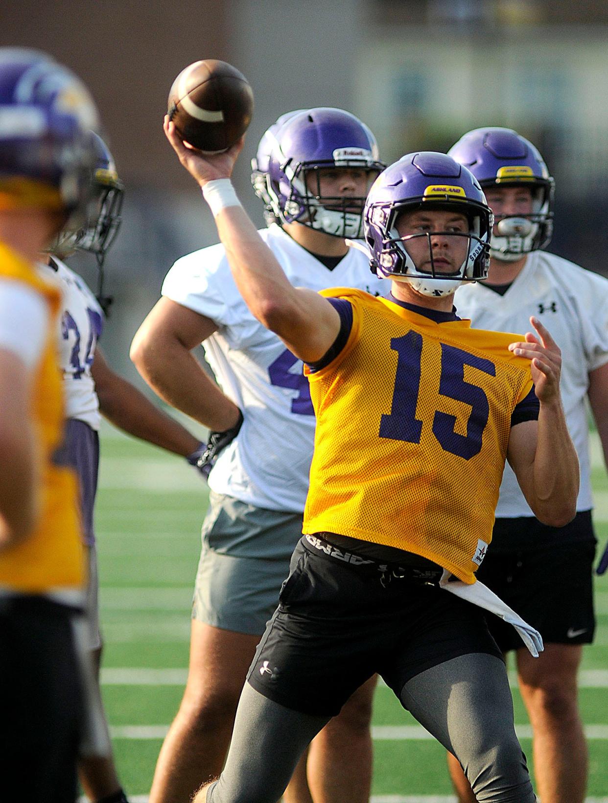 Ashland University's Austin Brenner during the first practice session of training camp Thursday, Aug. 11, 2022.