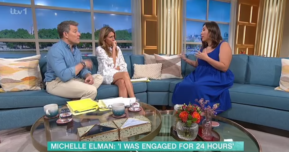 Elman pictured with hosts Ben Shephard (L) and Cat Deeley (centre) (ITV)