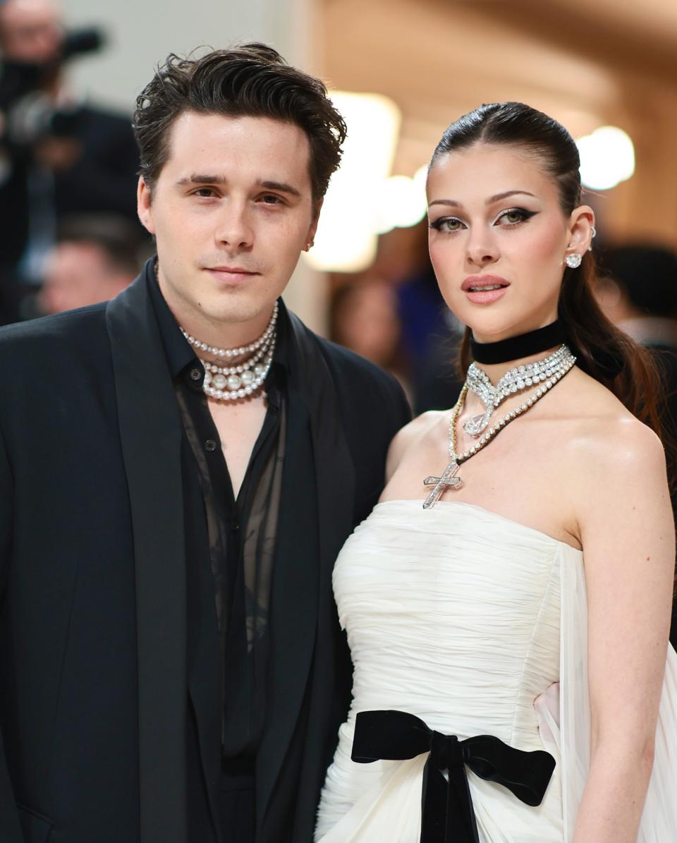 Closeup of Brooklyn and Nicola Peltz Beckham