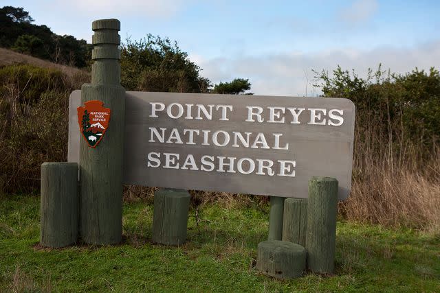 <p>Alamy</p> National Park Service sign for Point Reyes National Seashore