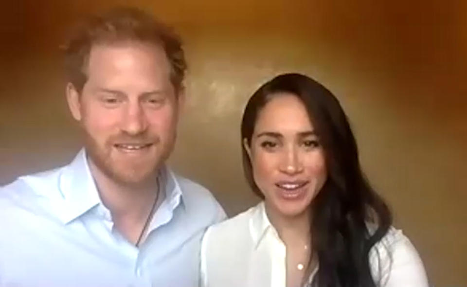 EMBARGOED TO 1300 BST, Monday July 6 2020. Framegrab from video supplied by The Queen's Commonwealth Trust (QCT), of The Duke and Duchess of Sussex joining a session (Wednesday July 1, 2020) hosted by the trust to look at 'fairness, justice and equal rights'. In response to the growing Black Lives Matter movement, QCT has been running a weekly discussion with young people looking at various forms of injustice on the experiences of young people today.