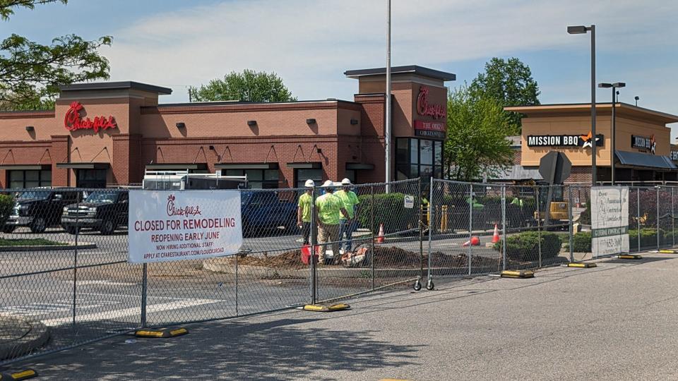 The Chick-fil-A location at 922 Loucks Rd, York, PA 17404 is closed for renovations until June. This is how it looked on April 30, 2024.