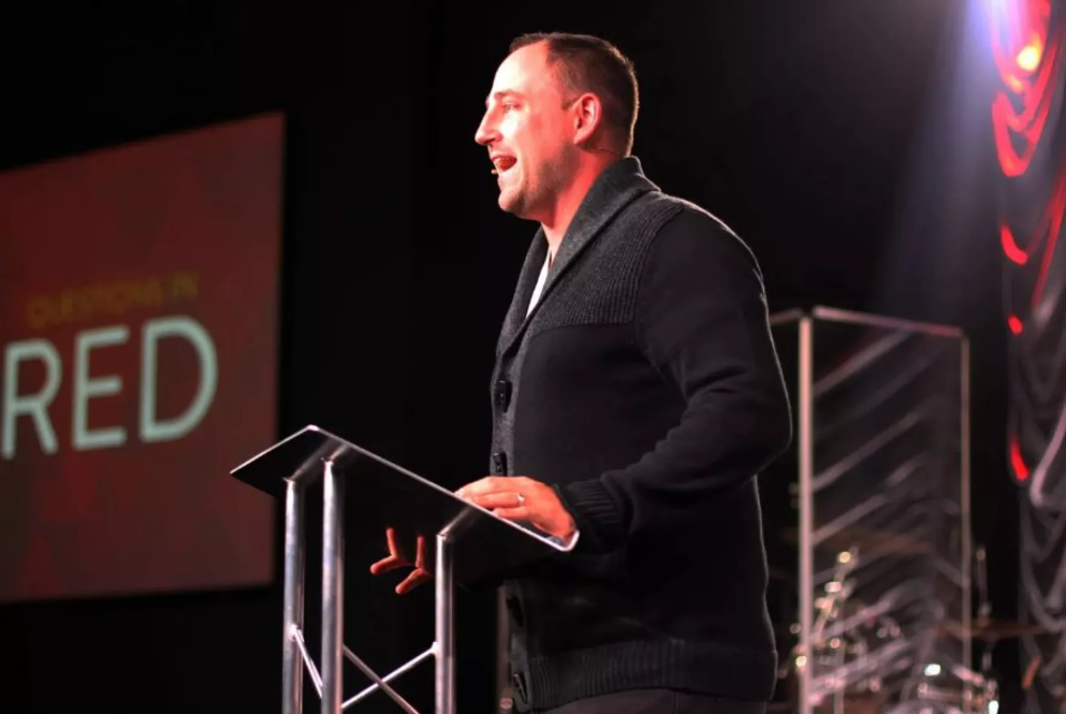 Pastor Joshua Gagnon, in 2014, preaches from the Somersworth headquarters of Next Level Church.