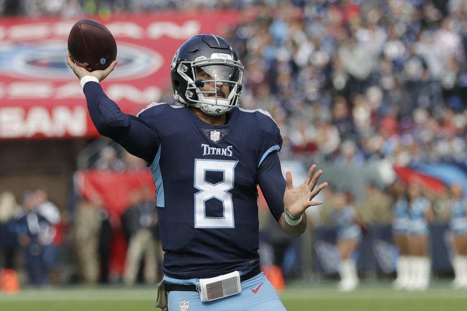 Tennessee Titans quarterback Marcus Mariota is a strong Week 11 start (AP Photo).