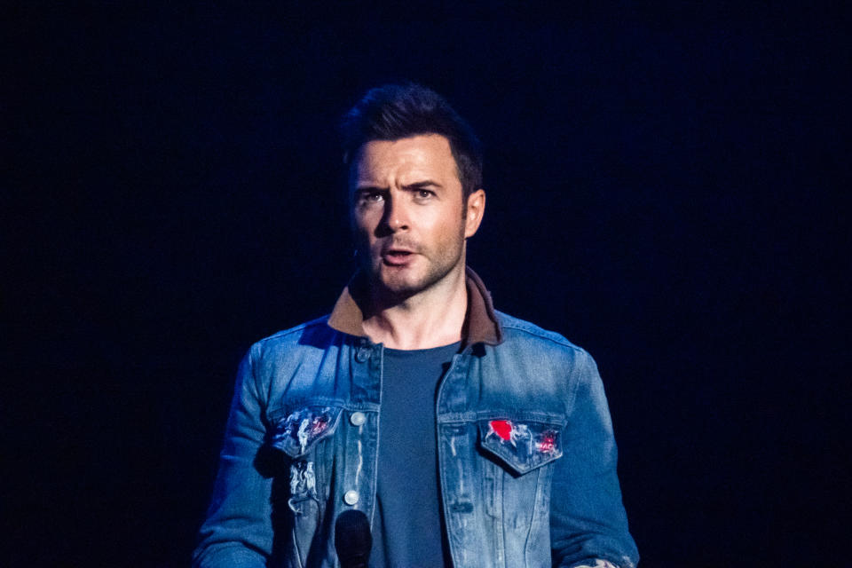 BEIJING, CHINA - AUGUST 13: Irish singer/songwriter Shane Filan of Irish pop vocal group Westlife performs during their concert 'The Twenty Tour' at Cadillac Arena on August 13, 2019 in Beijing, China. (Photo by Visual China Group via Getty Images/Visual China Group via Getty Images)