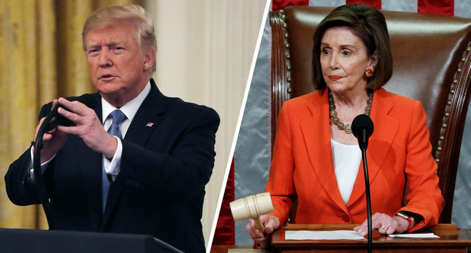 President Trump and House Speaker Nancy Pelosi. (Photos: Chip Somodevilla/Getty Images, Tom Brenner/Reuters)