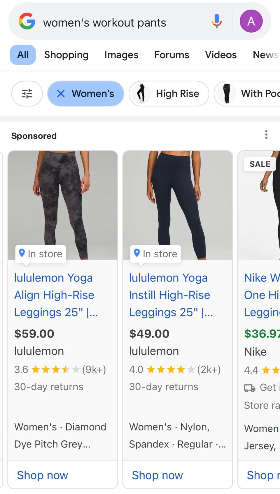 Women's workout pants Google