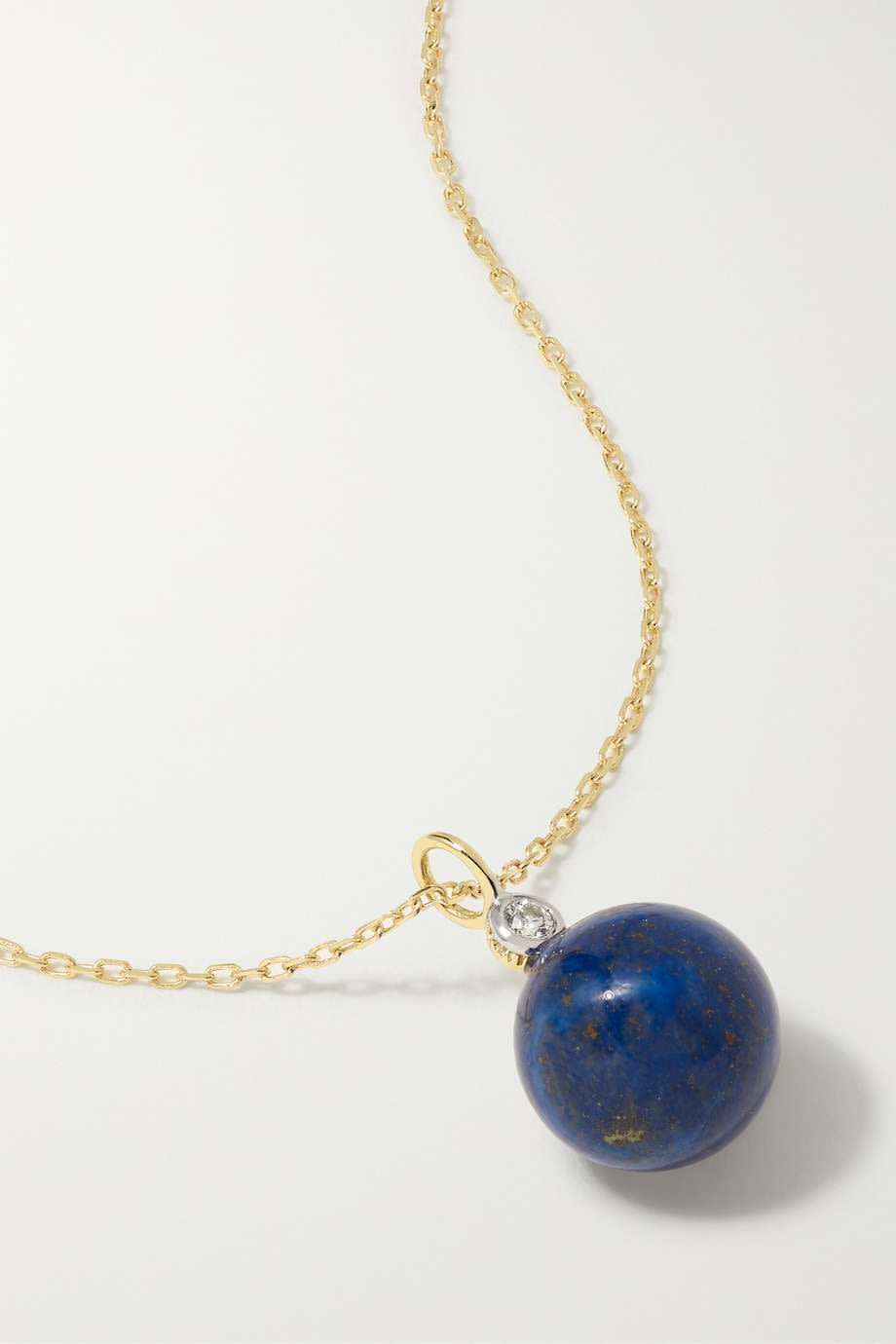 60) 14-Karat Gold, Lapis Lazuli and Diamond Necklace