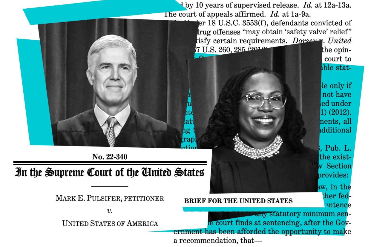 Headshots of Gorsuch and Jackson in their robes overlaid on the text of Pulsifer.
