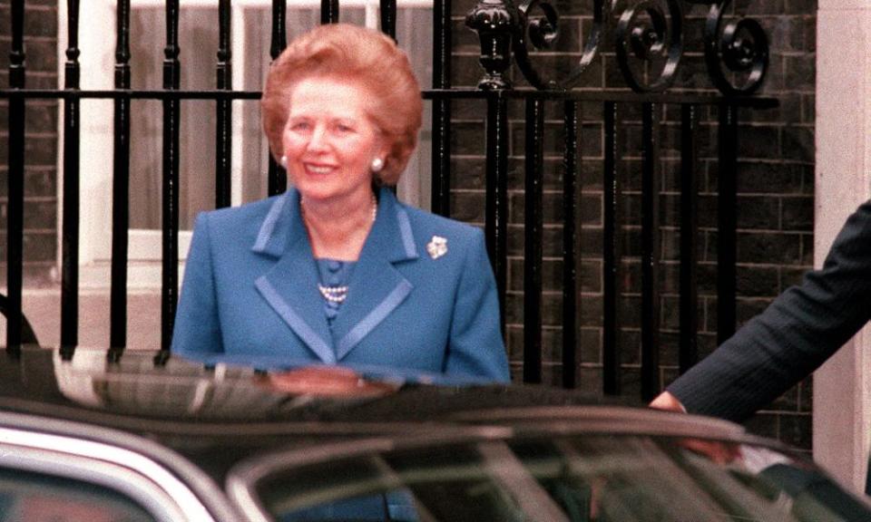 Margaret Thatcher departs Downing Street