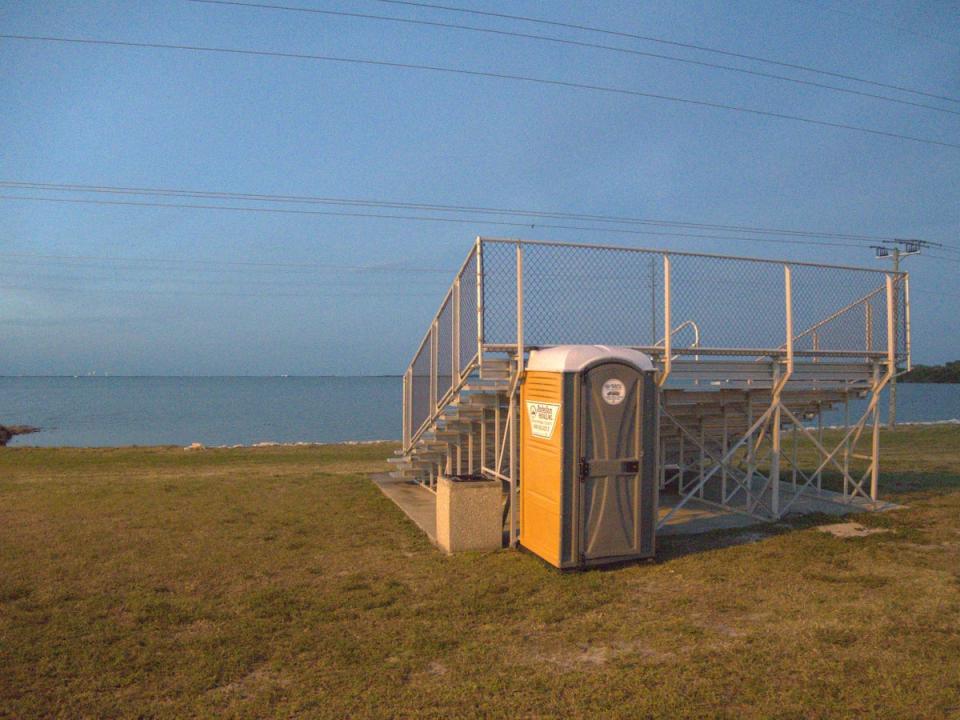 A public viewing gallery facing launch pads in Cape Canaveral, Florida, ahead of SpaceX’s 12th launch of the year on 17 February, 2023 (Anthony Cuthbertson/ The Independent)
