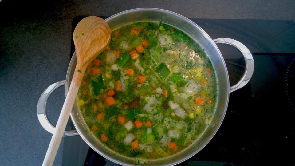 Vegetable soup in a pot