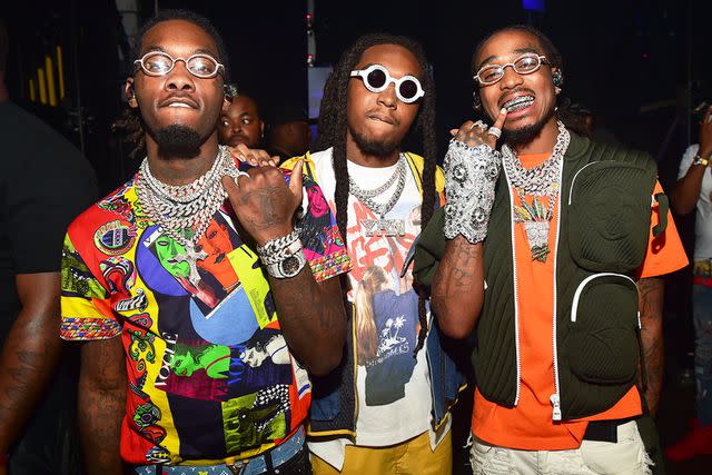 <p>Prince Williams/WireImage</p> Offset, Takeoff and Quavo in Atlanta in June 2019