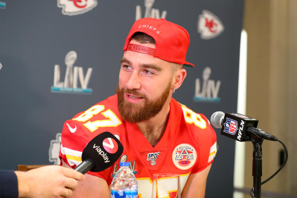 Travis Kelce could own part of the Mets if the Jennifer Lopez-Alex Rodriguez bid wins out. (Photo by Rich Graessle/PPI/Icon Sportswire via Getty Images)