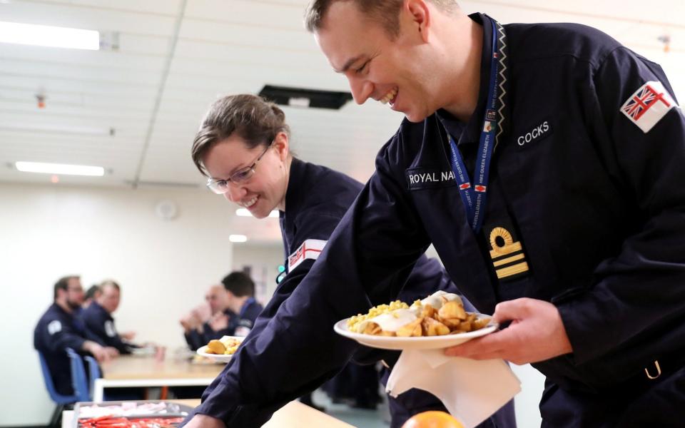 First lunch onboard the sailors' new home